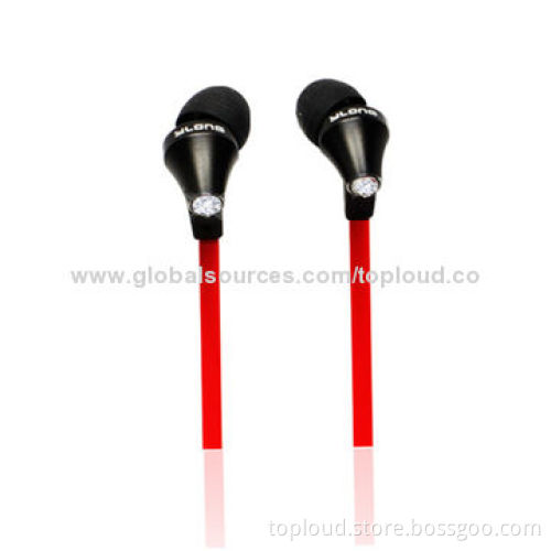 Earphones for iPod, fashion type, assorted colors, bass sound, with crystal